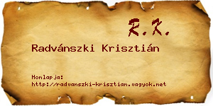 Radvánszki Krisztián névjegykártya